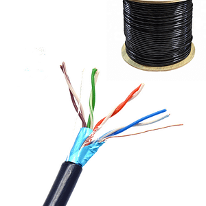 SAXXON OFTPCAT5ECOPE305N - Bobina de Cable FTP Cat5e 100% Cobre/ 305 Metros/ Blindado/ Color Negro/ Uso Exterior/ Ideal para Cableado de Redes de Datos y Video/ Cert ISO9001/ UL / RoSH