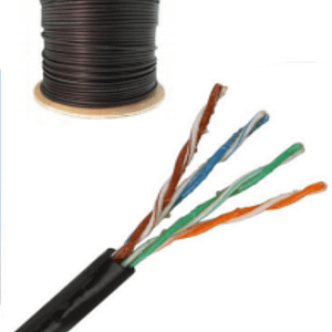 SAXXON OUTPCAT5EGCOPEXT - Bobina de Cable UTP Cat5e 100% Cobre con Gel/ 305 Metros/ Uso Exterior/ Color Negro/ Ideal para Cableado de Redes y Video/