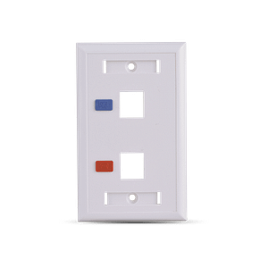 SAXXON A1752E - Placa de pared / Vertical / 2 Puertos tipo keystone / Color blanco / Con etiquetas