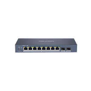 Switch Gigabit PoE+ / Administrable / 8 Puertos Gigabit PoE+ / 2 Puertos SFP / Configuración Remota desde Hik-PartnerPro / PoE Hasta 250 Metros / 110 W