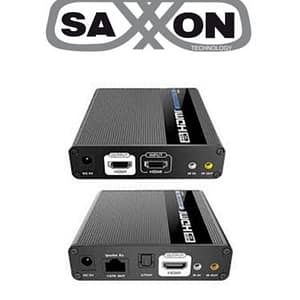 SAXXON LKV676E- Kit extensor de video HDMI/ Resolucion 4K/ 60 Hz/ Hasta 70 metros con Cat 6/ 6A/ 7/ Cero latencia/ Loop HDMI/ Soporta HDR/ ARC/ Transmision IR