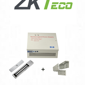 ZKTECO LM200YPAK - Contrachapa magnética de 200 kg o 440 lb, incluye soporte de instalación ZL y Gabinete metálico con salida de 12 VDC a 3A, soporta batería de respaldo