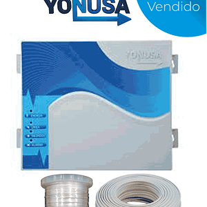 YONUSA EYNG12001AYC - Paquete de energizador nueva generación de 12,000V y 2,500 metros lineales, incluye bobina de alambre de Aluminio de 500 mts. y rollo de cable bujía de 50 mts.