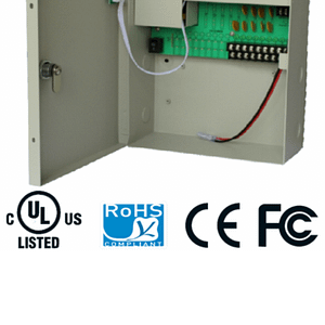 SAXXON PSU1210D9B - Fuente de Poder de 12 vcd/ 10 Amperes/ Para 9 Camaras/ Compatible con Bateria de Respaldo/ 1.1 Amper por Canal/ Protección contra Sobrecargas/ Certificación UL/