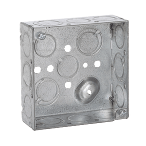 Caja Cuadrada Galvanizada  de 4", profundidad de 1- 1/2". Tiene 10 Perforaciones de 1/2" y 6 Tko.