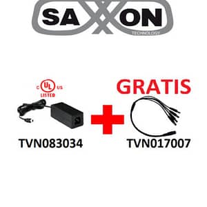 SAXXON PSU1205DPAQD - Paquete de Fuente de Poder de 12 Vcc 5 Amperes + Divisor para 4 Camaras/ Ideal Para Equipos de Alto Consumo/ Para Usos Multiples: Sistemas de CCTV, Acceso, Asistencia, etc/ Certificación UL/