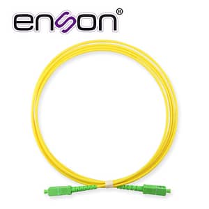 JUMPER DE FIBRA OPTICA ENSON ENS-JUMPSCS FORRO PVC COLOR AMARILLO FLAMABILIDAD LSZH RISER TIPO DE FIBRA MONOMODO OS2 G652D 9/125 MICRAS CONECTORES SC SIMPLEX - SC SIMPLEX LONGITUD 2 METROS IDEAL PARA LA CONECTIVIDAD ENTRE EQUIPOS ONT