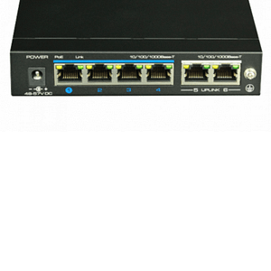 SWITCH  UTEPO GIGABIT POE / NO ADMINISTRABLE / 4 PUERTOS POE GIGABIT / 2 PUERTOS GIGABIT RJ45 / MODO CCTV / POE 60 WATTS