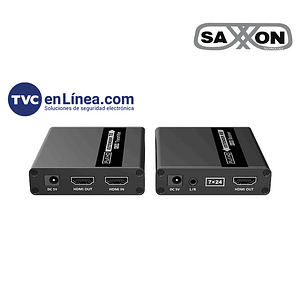 SAXXON LKV223 - Kit extensor de video HDMI/ Resolucion 1080P/ 60 Hz/ Hasta 70 metros con Cat6/ 6A/ 7  Cero latencia/ Loop HDMI/ Soporta HDR/ Infra rojo de 2 vías/ Salida de audio/