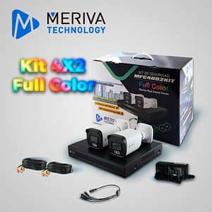 KIT 4X2 MERIVA TECHNOLOGY MFC4002KIT INCLUYE 1 DVR MXVR-4004A 4CH 1080P-LITE SOPORTA AUDIO SOBRE COAXIAL O UTP + 2 CÁMARAS HD MERIVA TECHNOLOGY BULLET 1080P 2.8MM TECNOLOGÍA FULL COLOR / MICRÓFONO INTEGRADO / CARCASA METÁLICA / IP67 / 12VCD MFC-2022A + 2 CABLES PRE PONCHADOS 18M C/U BNC Y ALIMENTACIÓN + FUENTE DE PODER + DISTRIBUIDOR DE ENERGÍA - TECNOLOGÍA FULL COLOR - MERIVA REAL SCENE - AUDIO EMBEBIDO EN CÁMARA - IMAGEN A COLOR 24X7 *NO INCLUYE DISCO DURO*