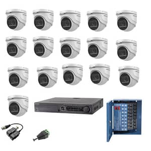 KIT 8 Mp  / DVR 16 Canales  / 16 Cámaras Domo / Transceptores / Conectores / Fuente de Poder Profesional