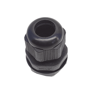 Conector Plástico Negro Tipo Glándula para Rosca NPT 1/2"