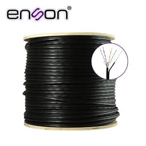 CABLE UTP AEREO CAT6 ENSON 43164B305 FORRO NEGRO 4 PARES CALIBRE 23 AWG 100% COBRE USO EXTERIOR FIGURA8 1000 PIES 305 METROS