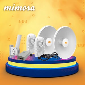 KIT DE 2 RADIOS B5X, DOS ANTENAS DE DISCO N5X25 RANGO DE FRECUENCIA DE 4.9 A 6.4 GHZ, (25 DBI), INCLUYE MONTAJE DE PARED, INYECTOR POE MIMOSA 50V, 60W Y 2 CABLES DE ALIMENTACIÓN