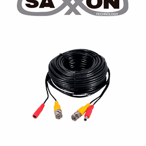 SAXXON SXWB50 - Cable Coaxial Siamés Armado / Conector BNC de Video / Conector de Alimentación / 50 Metros  / 100% Cobre / Optimizado para cámaras 4K / Uso en interior