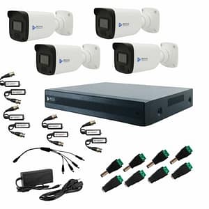 Kit 4 camaras dvr de 4 canales con conectores machos hembras balun