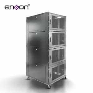 GABINETE DE PISO MODULAR DE ACERO ENSON ENS-RKGB42U8 36UR EN 4 MODULOS DE 9UR CADA UNO CON PANELES LATERALES EXTRAÍBLES PUERTAS DE MALLA DELANTERAS Y TRASERAS CON CERRADURAS TAMAÑO EXTERIOR 42U 800x1000x2000