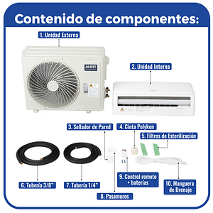 Minisplit WiFi Inverter / SEER 20 / 12,000 BTUs ( 1 TON ) / R32 / Frío / 110 Vca / Filtro de Salud / Compatible con Alexa y Google Home.