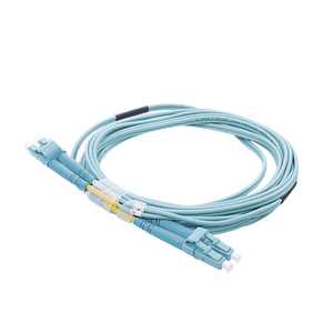 Jumper de Fibra Óptica Multimodo OM4 50/125 LC-LC OFNR (Riser), 2.0 mm, Dúplex, Aqua, 3 metros