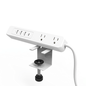 Multicontacto con Montaje para Escritorio / Carga Rápida para 65 W / 3 x Nema 5-15P / 2 x USB-A (5V @3A) / 1 x USB-C (65W)