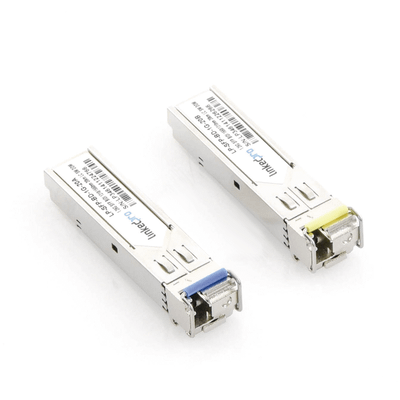 Transceptores SFP Bidireccionales (Mini GBIC) para Fibra Monomodo / 1.25 Gbps / Conectores LC, Dúplex / Hasta 20 km / 2 Piezas