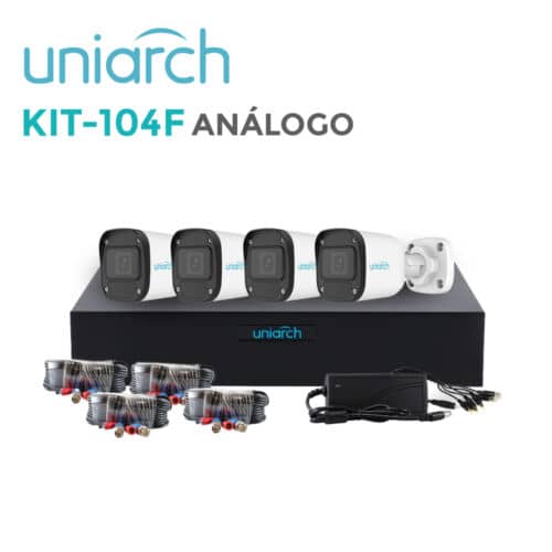 KIT UNIARCH 4X4 CALIDAD 1080P 2MP ANALOGICO KIT-104F UNIARCH, 4 CÁMARAS TIPO BULLET 2MP UAC-B112-F28, XVR-104F + disco duro de 1tb