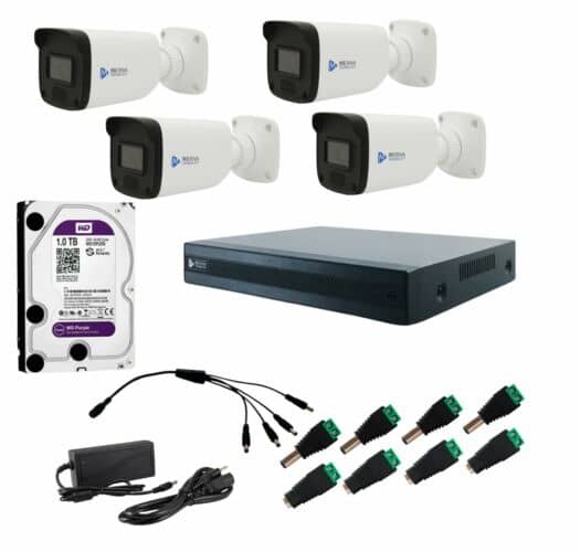 Kit 4 camaras dvr de 4 canales con conectores machos hembras