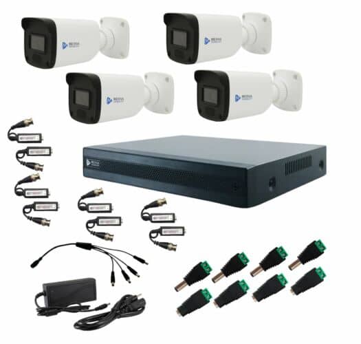 Kit 4 camaras dvr de 4 canales con conectores machos hembras balun