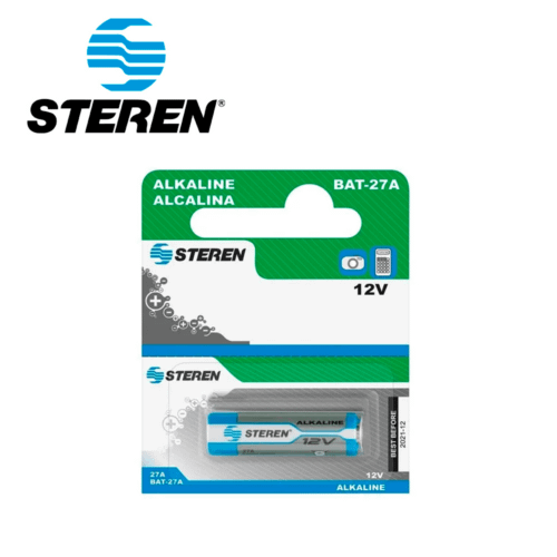 BATERIA ALCALINA STEREN BAT-27A TIPO CILINDRO 12 VOLTS 20MAH - COMPATIBLE CON MAGNETO SONOFF Y OTROS DISPOSITIVOS SIMILARES