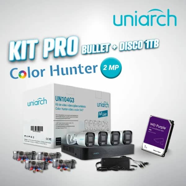 KIT PRO COLOR HUNTER 2MP BULLET + DISCO 1TB