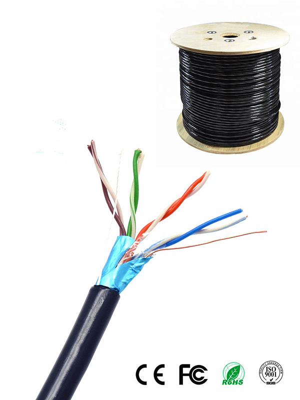 SAXXON OFTPCAT5ECOPE150N - Bobina de Cable FTP Cat5e 100% Cobre/ 150 Metros/ Blindado/ Color Negro/ Uso Exterior/ Ideal para Cableado de Redes de Datos y Video/ Cert ISO9001/ UL / RoSH/