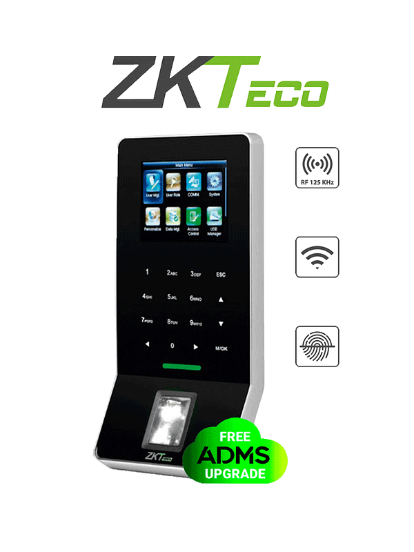 CONTROL DE  ACCESO AVANZADO Y ASISTENCIA ZKTECO F22NEGRO BIOMETRICO SILKID 3000HUELLAS/30,000REGISTROS  TCP/IP/RS485/USBHOST/WIFI INOUTWG COMPATIBLE CON LECTORA FR1200/FR1500/FR1500WP